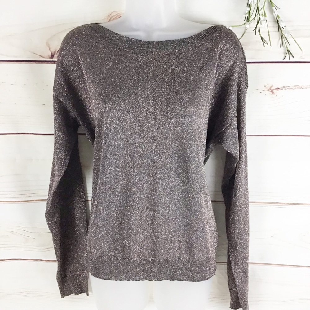 Rebecca Taylor Rose Gold Metallica Long Sleeve Top